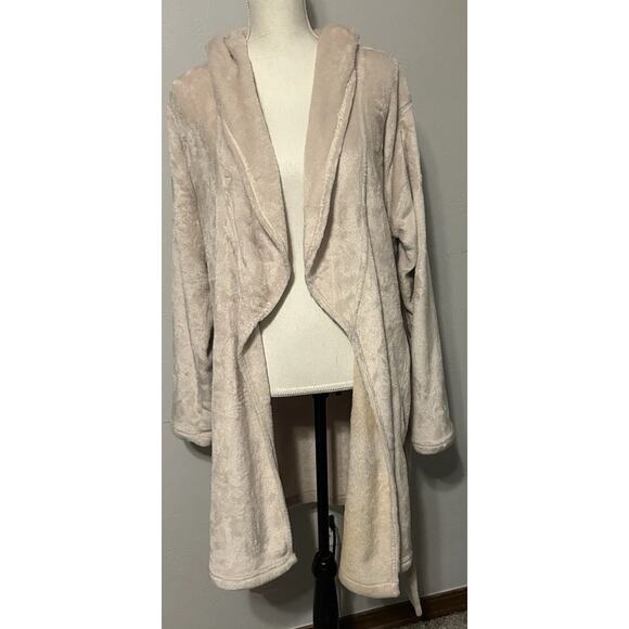 UGG Miranda Women's M Fleece Plush 2 Pocket Belted Cream Cozy Bath Robe - Picture 3 of 9